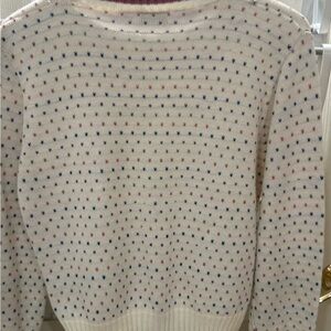 Cream Crewneck Sweater with Pink & Blue Dot Detail